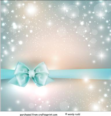 Blue Bow & Sparkle Blank Card Front / Topper Sqr