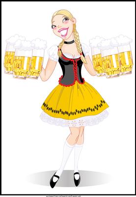 Cheers! Girl with Beer Card Front / Topper