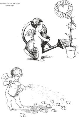 Cupid / Angel Digital Stamp / Colouring Page 1