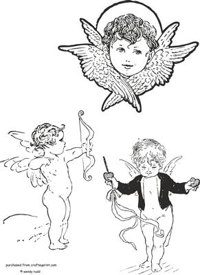 Cupid / Angel Digital Stamps / Colouring Page 2