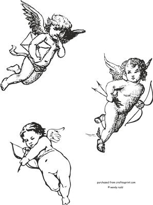 Cupid / Angel Digital Stamps / Colouring Page 3
