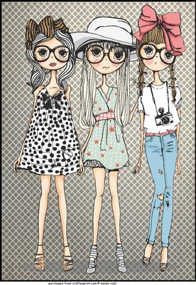 Fashion Girls - Card Front / Topper for Girls