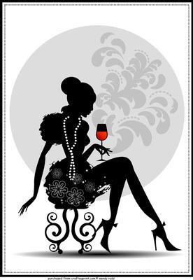 Fashion, Wine & Diamonds Card Front / Topper