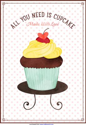 Cupcake with Love Card Front / Topper