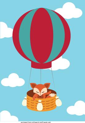 Fox in Balloon Mother's Day / Birthday