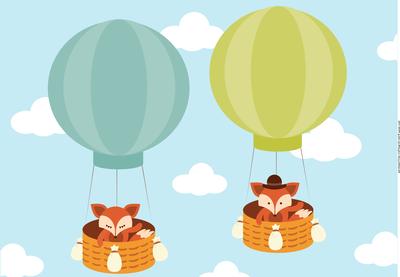 Fox Couple in Hot-air Balloon Topper