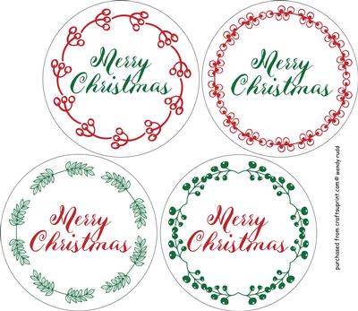 4 Christmas Wreath Circles Toppers