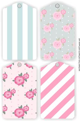 Shabby Chic Floral Tag Topper Set - Blank 2