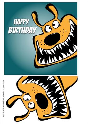 Cartoon Dog Birthday Card Front / Topper