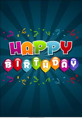 Party Balloons Birthday Card Front / Topper