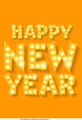 Neon Lights New Year Card Front / Topper