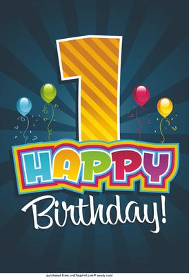 Sunburst Card Front / Topper Birthday 1