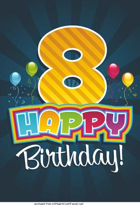 Sunburst Card Front / Topper Birthday 8