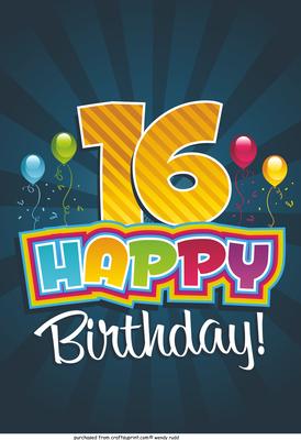 Sunburst Card Front / Topper Birthday 16