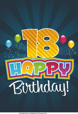 Sunburst Card Front / Topper Birthday 18
