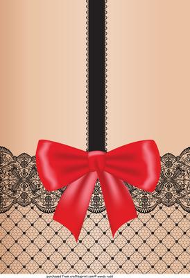 Ornate Bow & Lace Stocking Card Front / Topper