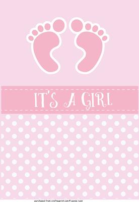 Baby Girl Polka Dot Card Fronts / Topper 1