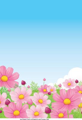 Cosmos / Pink Daisies Card Front / Topper