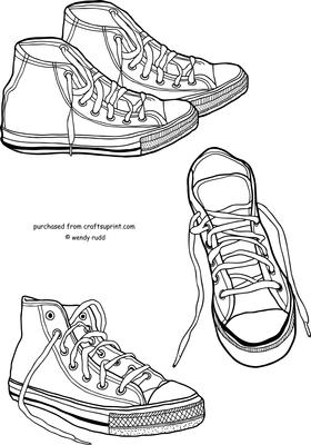 Runners Fashion Stylish Sneakers Digi Stamps