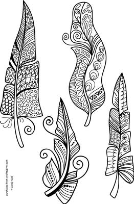 4 Feathers -digi Stamp for Toppers