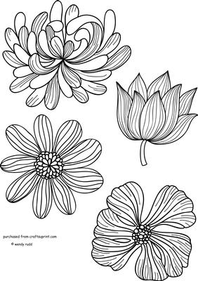 Floral Digital Stamps - Colouring / Toppers