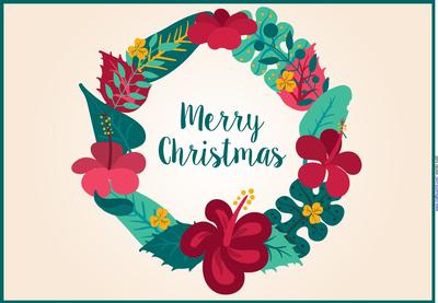 Tropical Christmas Wreath Card Front / Topper