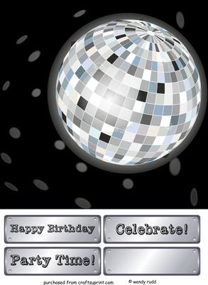 Disco Ball Birthday Celebration Topper / Card Front