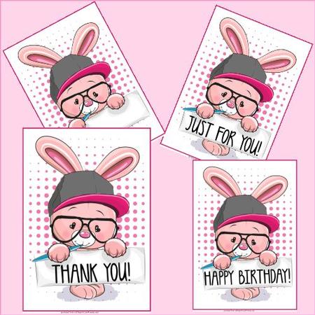 Hipster Bunny A4 Mini Kit - Card Fronts/ Toppers