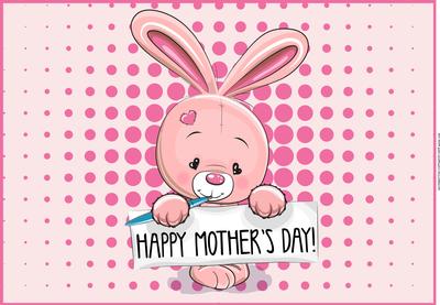 Sweet Bunny Rabbit Card Front / Topper for Mother's Day