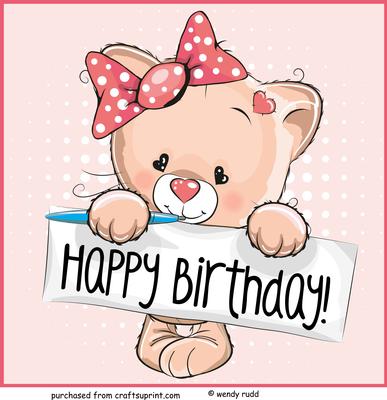 Birthday Kitten Card Front / Topper