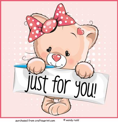 Just for You Cute Kitten Card Front / Topper