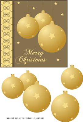 Christmas Baubles & Stars Card Front / Topper
