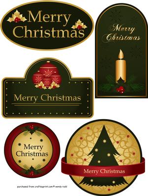 5 Christmas Toppers for Card Fronts / Tags/ Scrapbooks