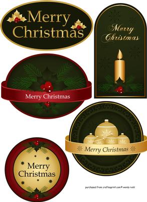 5 Christmas Toppers for Card Fronts / Tags/ Scrapbooks