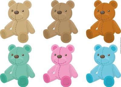 6 Teddy Bear Toppers / Card Fronts