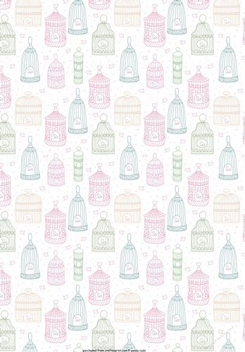 Vintage Birdcage Backing Paper for cards / scrapbooks med