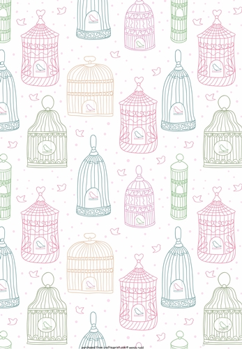 Vintage Birdcage Backing Paper for cards / scrapbooks lrg
