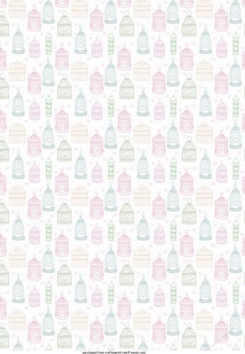 Vintage Birdcage Backing Paper for cards / scrapbooks sml