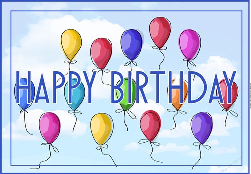 HAPPY BIRTHDAY Floating Balloons Card Front / Topper