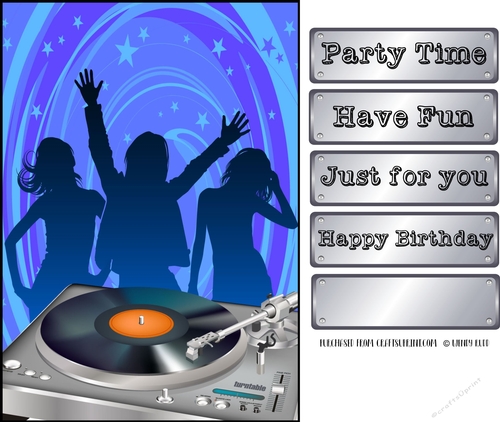 DJ Dance Disco Card front / Topper