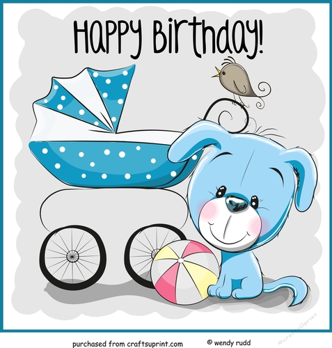 Birthday Baby child - cute puppy card front / topper