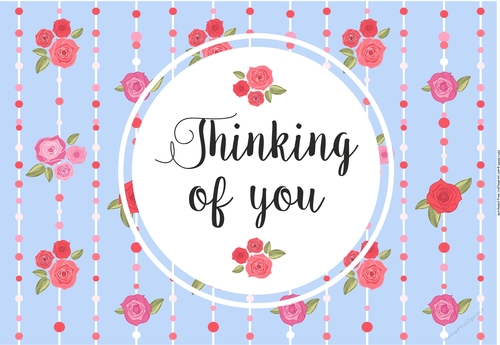 Thinking of you - Shabby cic vintage rose card front / topper
