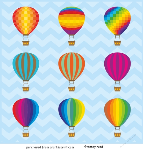 Square Hot air balloons card front / topper
