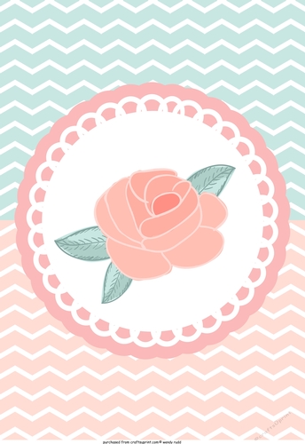 Chevron, Lace & a Rose - Blank card front / topper