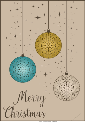 Modern Christmas Baubles - Card front / topper
