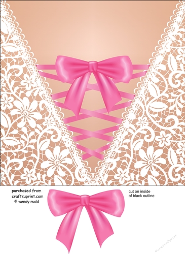 Laced up with Bow - Card front - topper - Bride / Hen party / Bachelorette