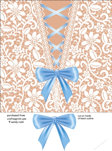 Laced up with Bow - Card front - topper - Bride / Hen party / Bachelorette 2