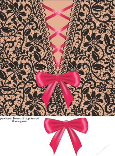 Laced up with Bow - Card front - topper - Romance / Hen party / Bachelorette