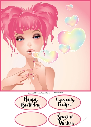 Girl Teen Card front / topper