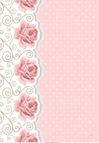Blank card front / topper - flourish, Pink Roses & Polka 